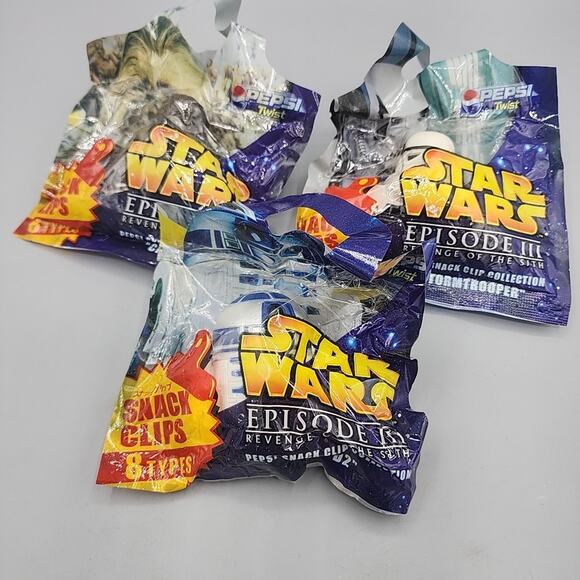 Star Wars 3 Piece Snack Clip Set Pepsi Japan Giveaway New 2005 R2D2 Chewy Stormt - Picture 9 of 9